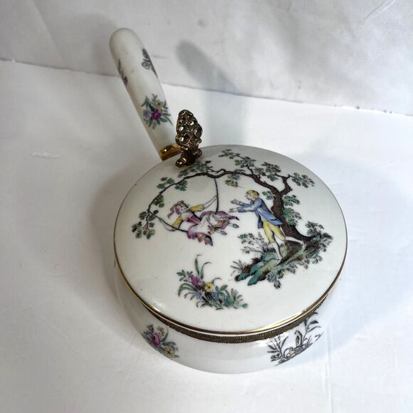 VTG Porcelain Silent Butler Crumb Ashes Collector Hinged Lid Andrea By Sadek - Picture 3 of 16